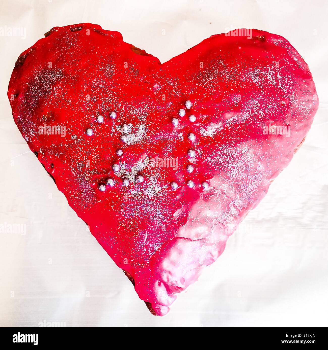 21st heart-shaped birthday cake - Smartphone Captured Stock Image