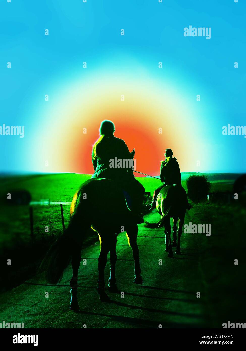 A hack with the horses on Mars. Stock Photo