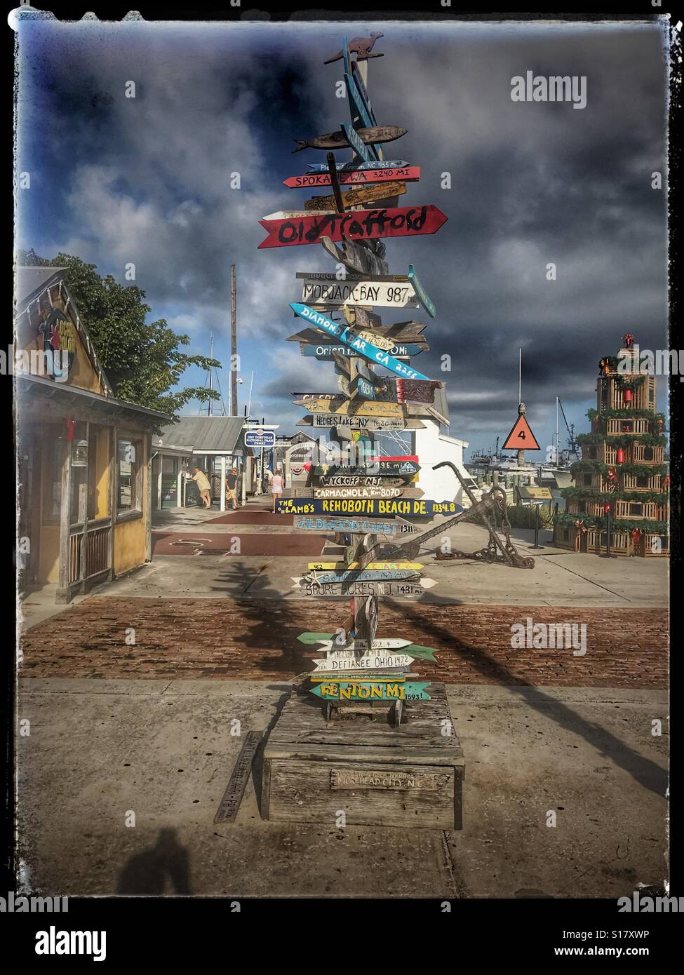 Signpost at the Harbor in Key West Florida Stock Photo Alamy