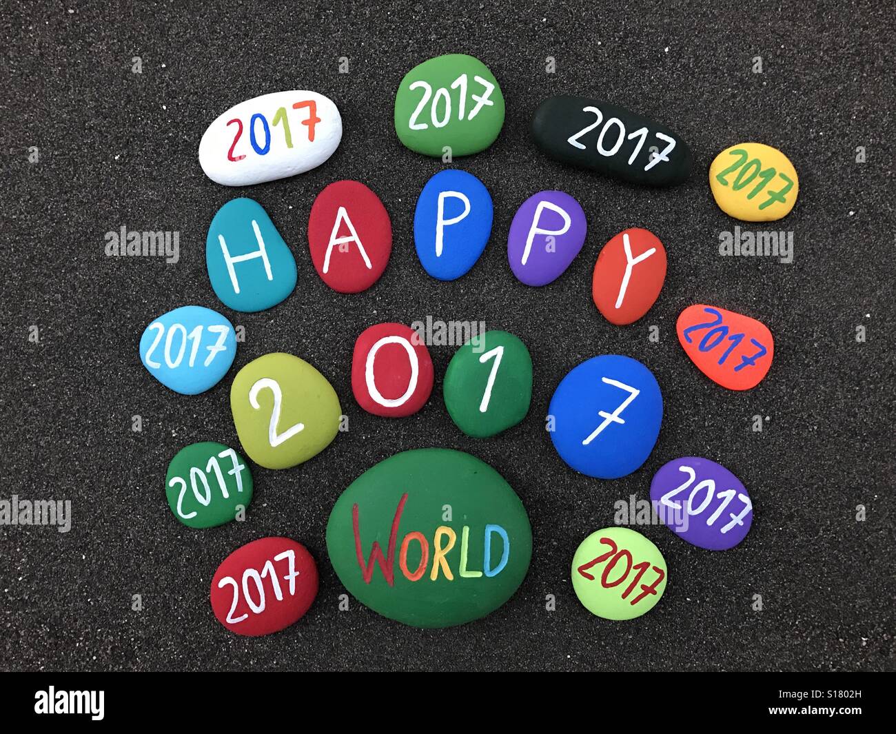 Happy 2017 World - Smartphone Captured Stock Image