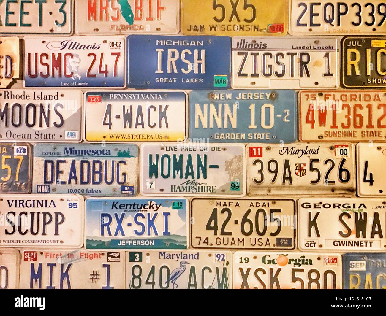 License plates in a bar in Key West, Florida - Smartphone Captured Stock Image