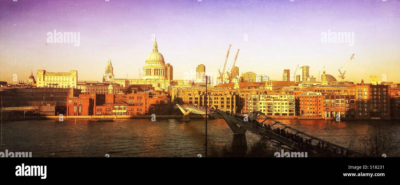 St Paul's and the Millennium Bridge - Smartphone Captured Stock Image