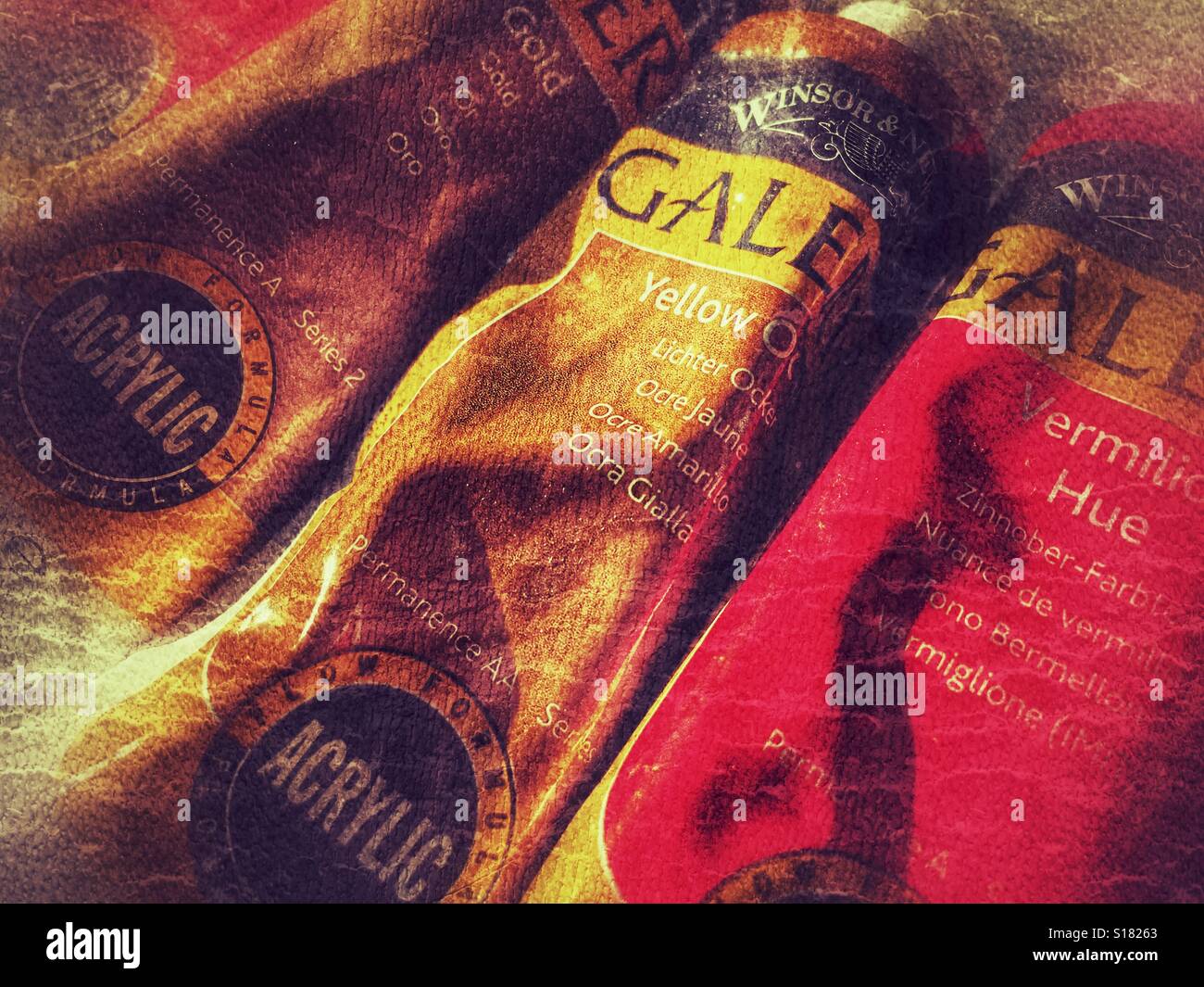 Tubes of acrylic paints - Smartphone Captured Stock Image