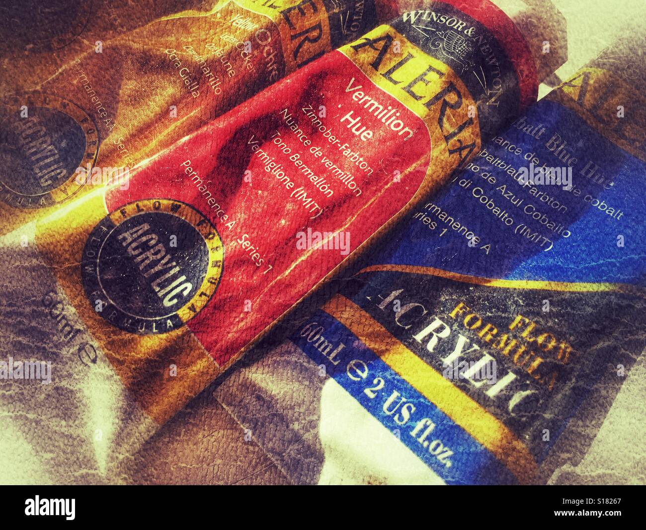 Tubes of acrylic paint - Smartphone Captured Stock Image