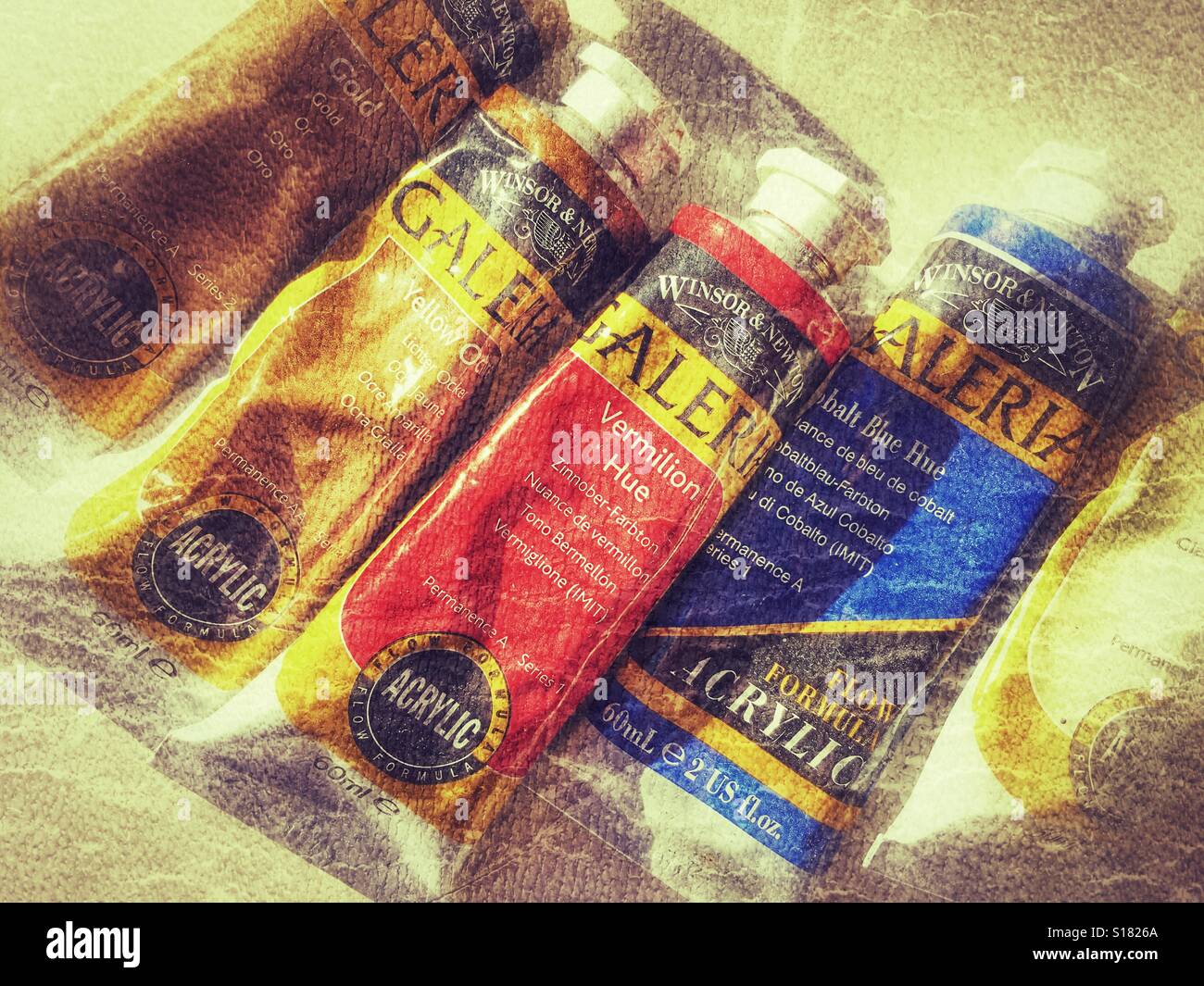 Tubes of acrylic paints - Smartphone Captured Stock Image