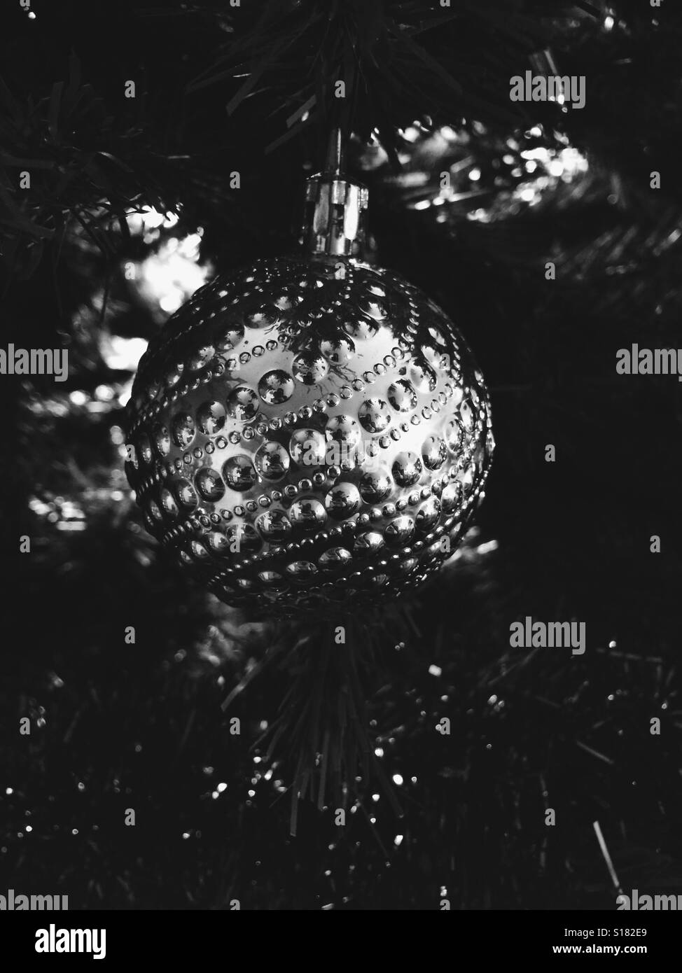 Black and white ornament on a Christmas tree Stock Photo Alamy