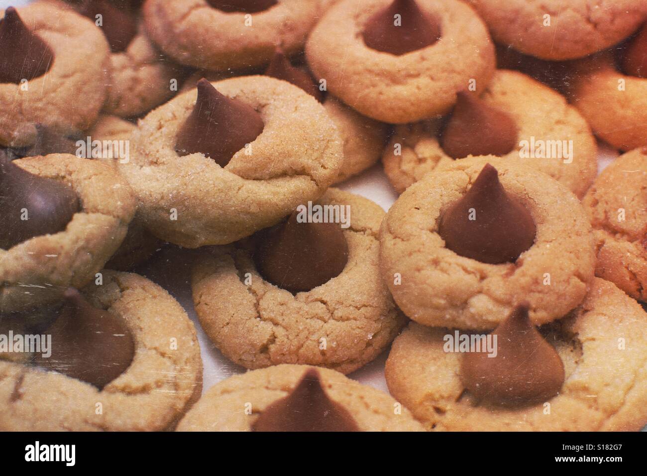 Peanut Butter and chocolate kiss cookies Stock Photo Alamy