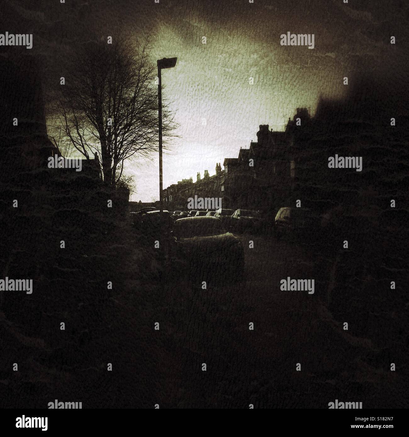 City suburb with low winter sun - Smartphone Captured Stock Image