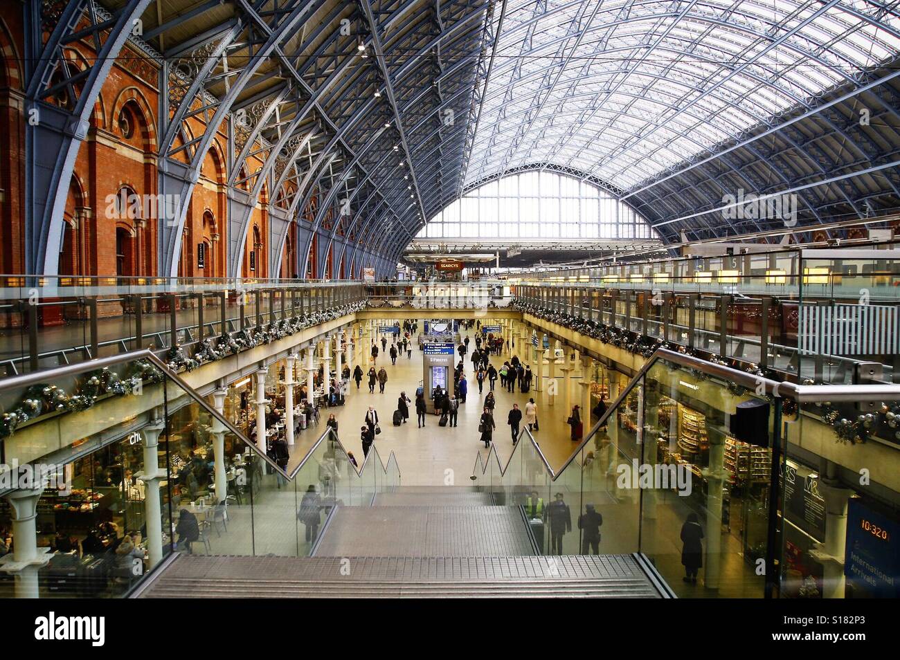 London St.Pancras international train station. Stock Photo