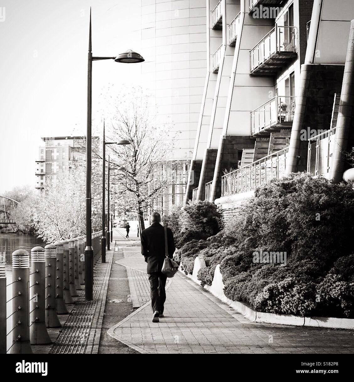 Walking to work in Leeds. - Smartphone Captured Stock Image