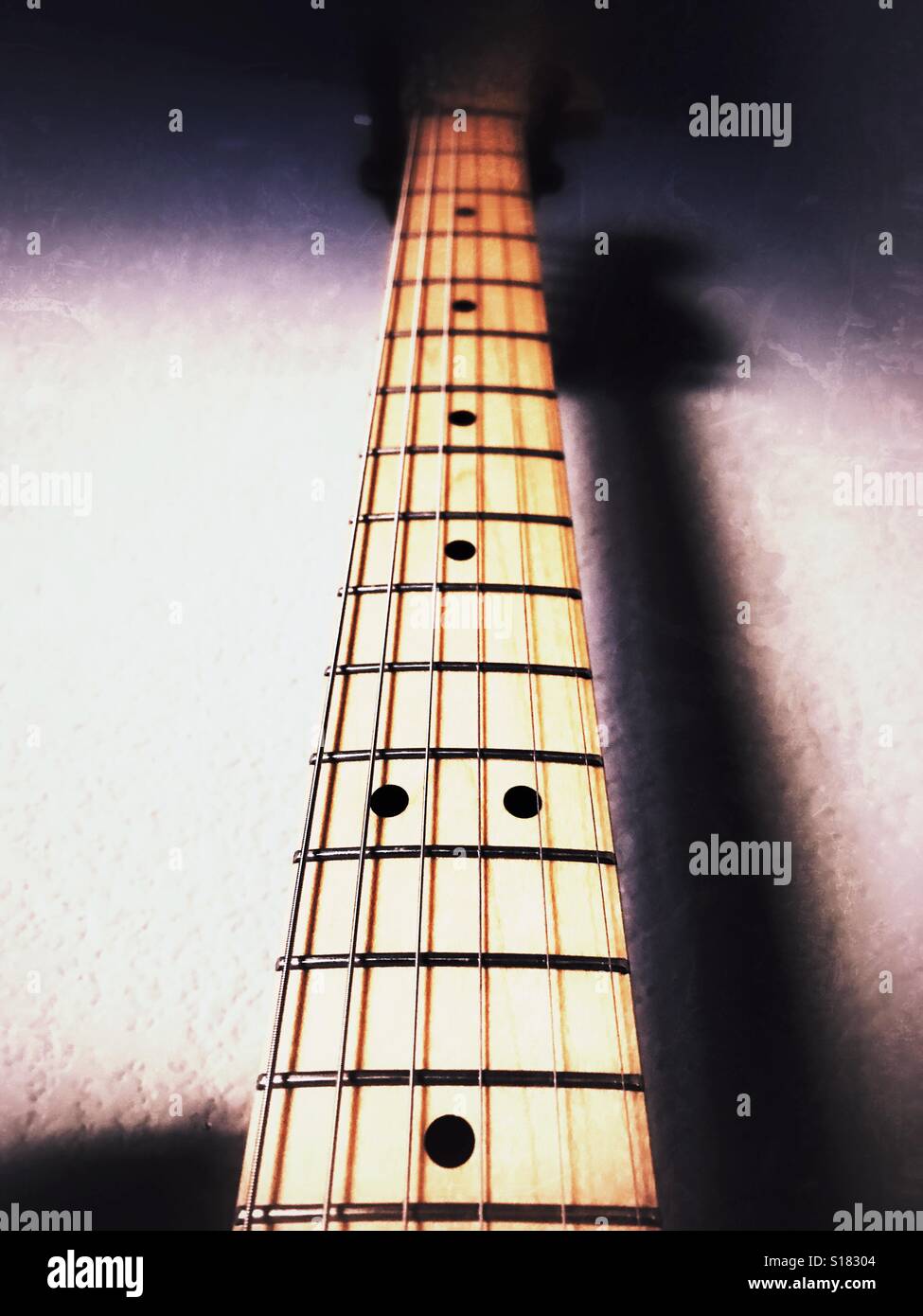 Perspective view of a guitar neck Stock Photo