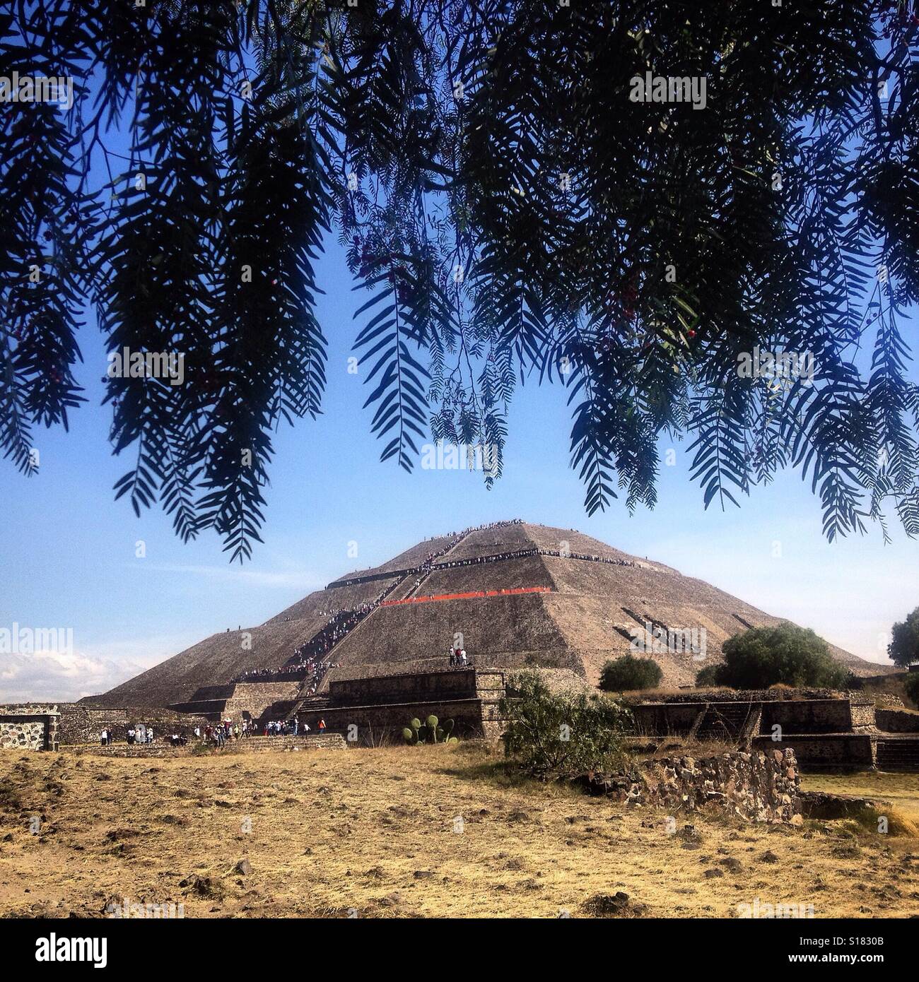 The Pyramid of the Sun in Teotihuacan, Mexico City, Mexico - Smartphone Captured Stock Image