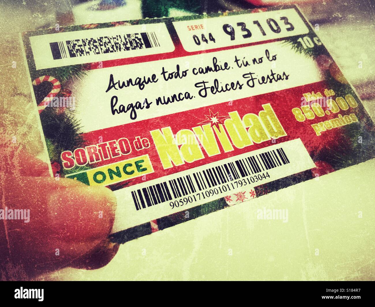 Spanish Christmas lottery ticket in hand Stock Photo Alamy