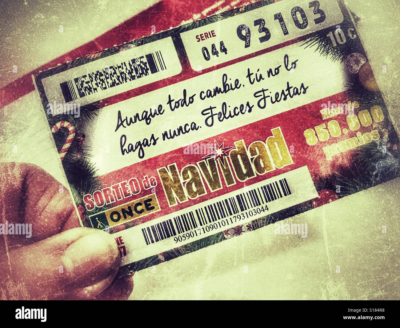 Spanish Christmas lottery ticket in hand Stock Photo Alamy