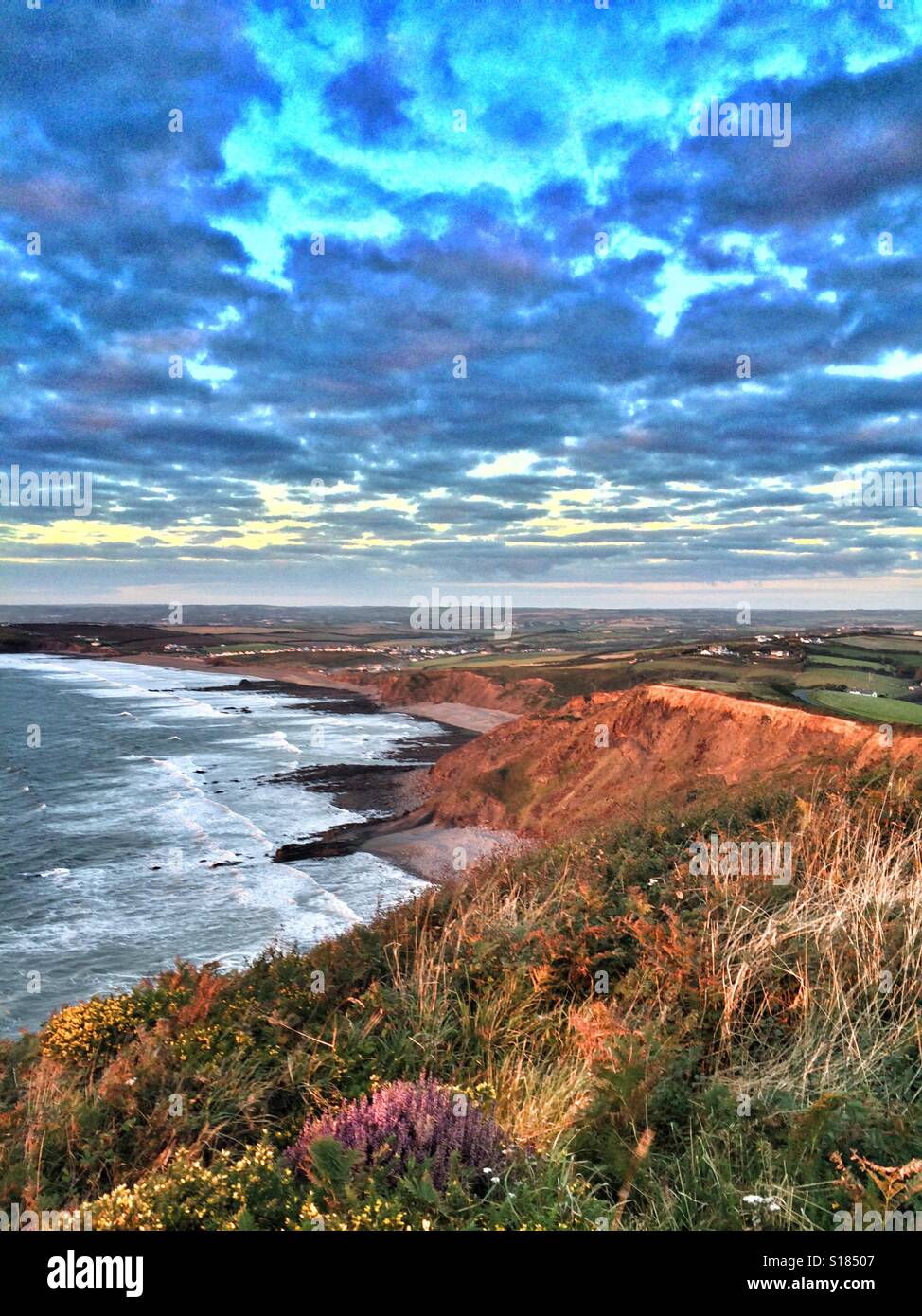 The beautiful coast line at Widemouth Bay, North Devon - Smartphone Captured Stock Image