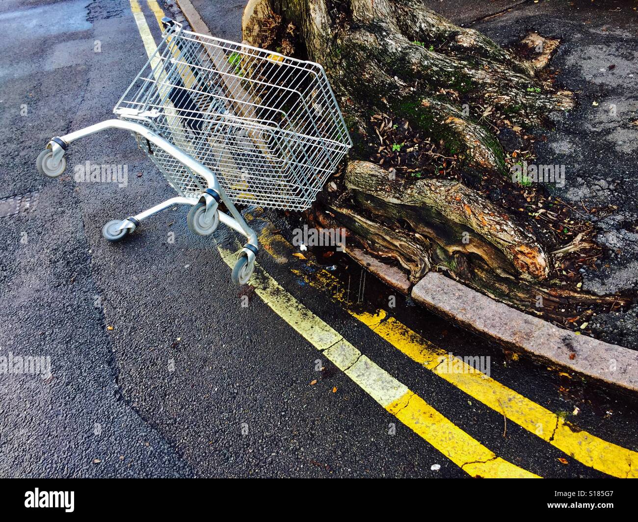 Crashed shopping trolley - Smartphone Captured Stock Image