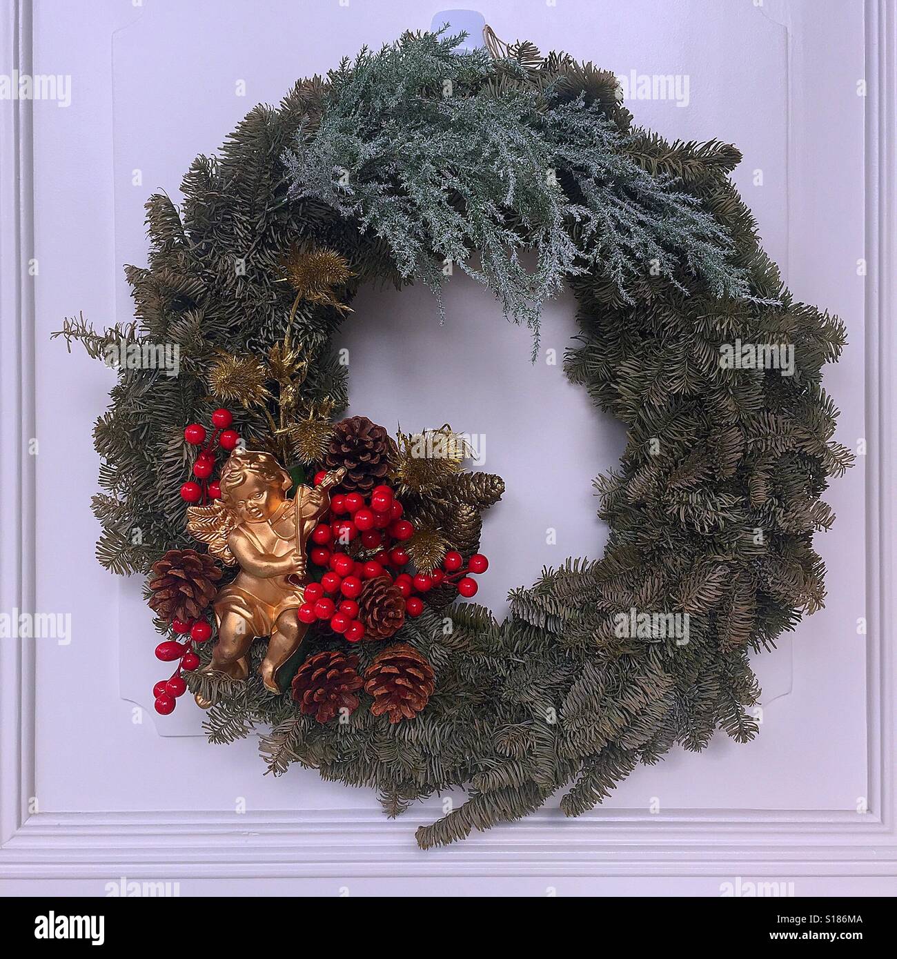 Christmas wreath on the door, Singapore Stock Photo Alamy