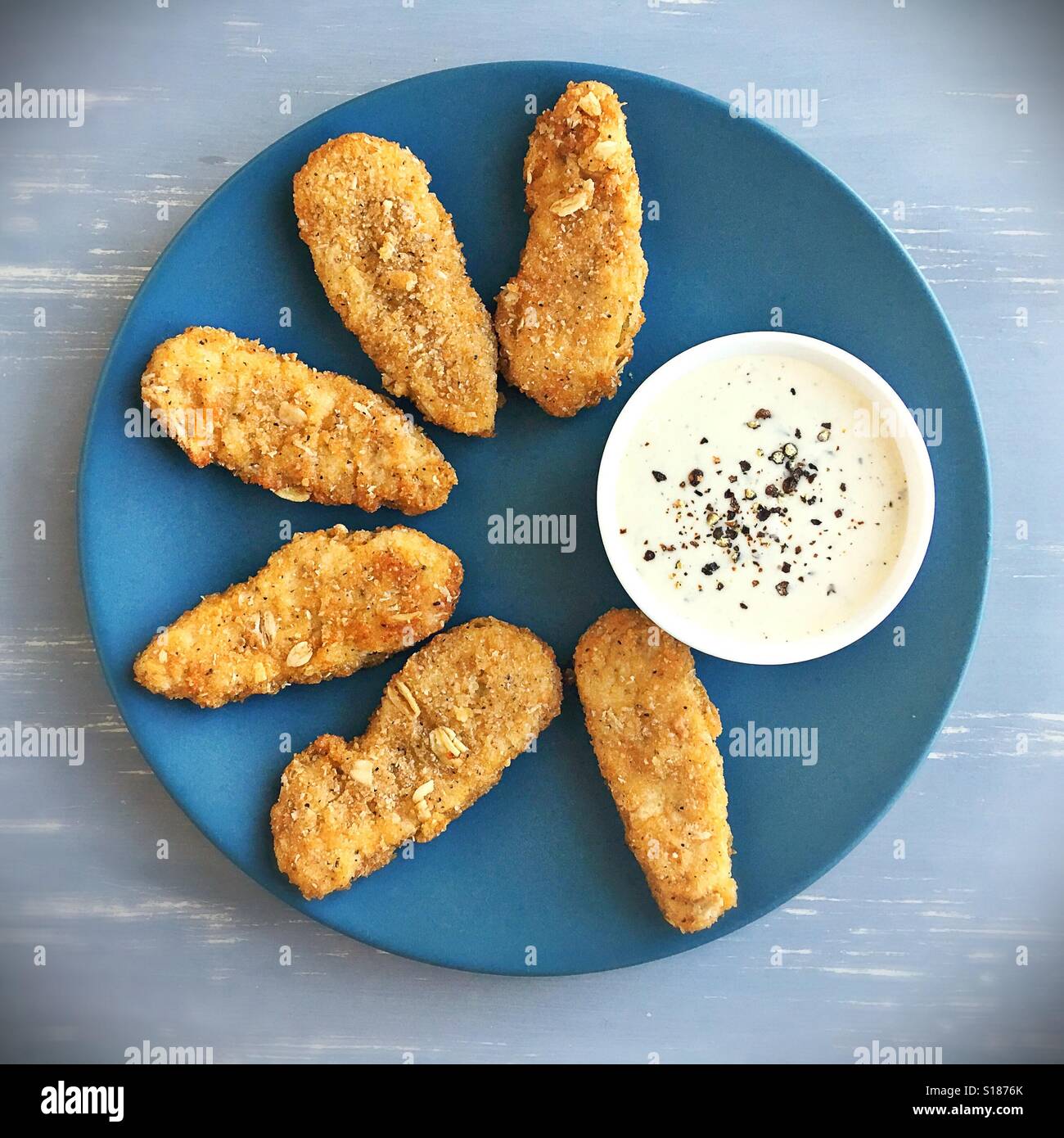 Vegan Chicken Strips On A Plate With Ranch Dipping Sauce Stock Photo Alamy