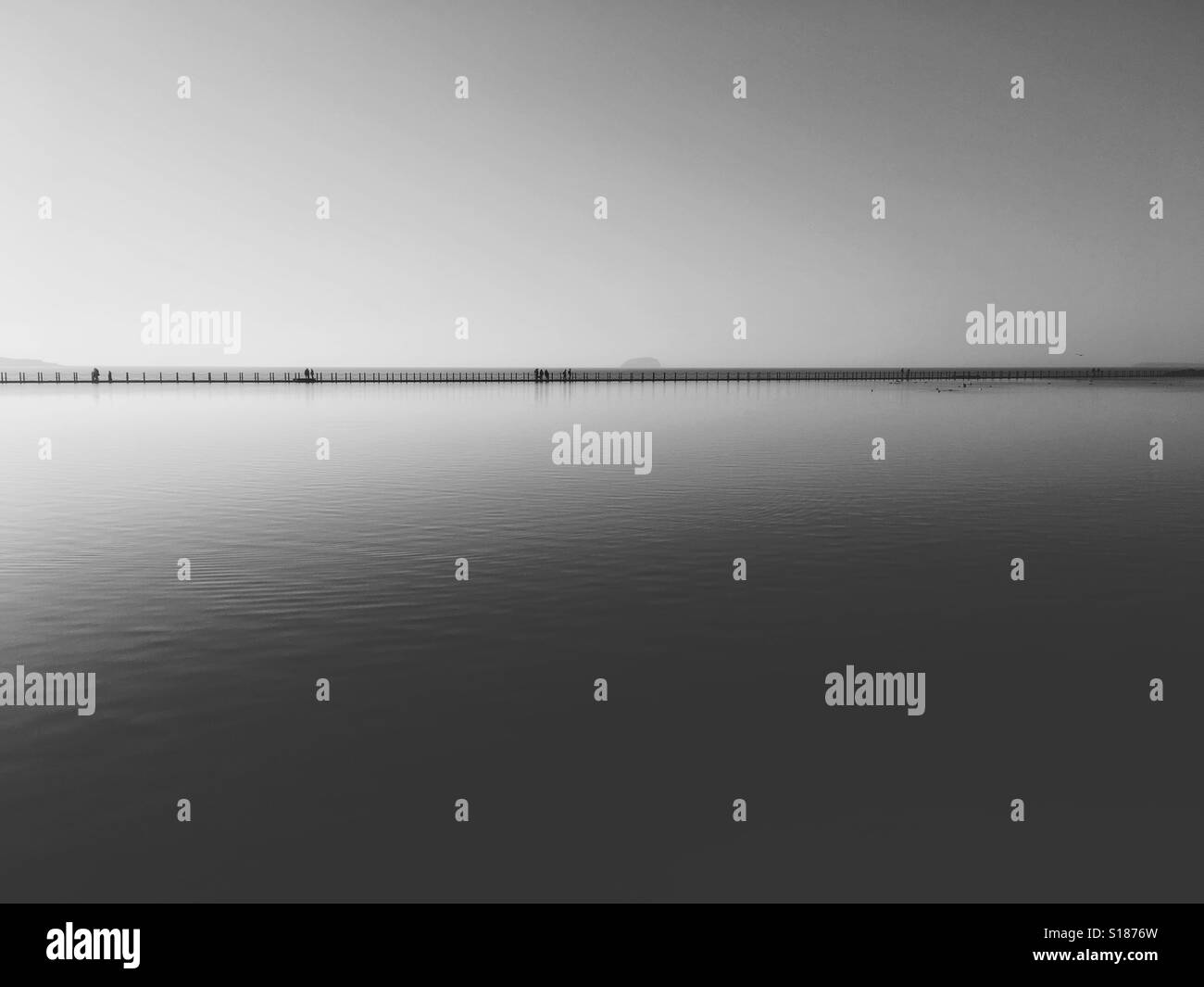 The Marine Lake in Weston-super-Mare, UK, on a calm, clear winter day. - Smartphone Captured Stock Image
