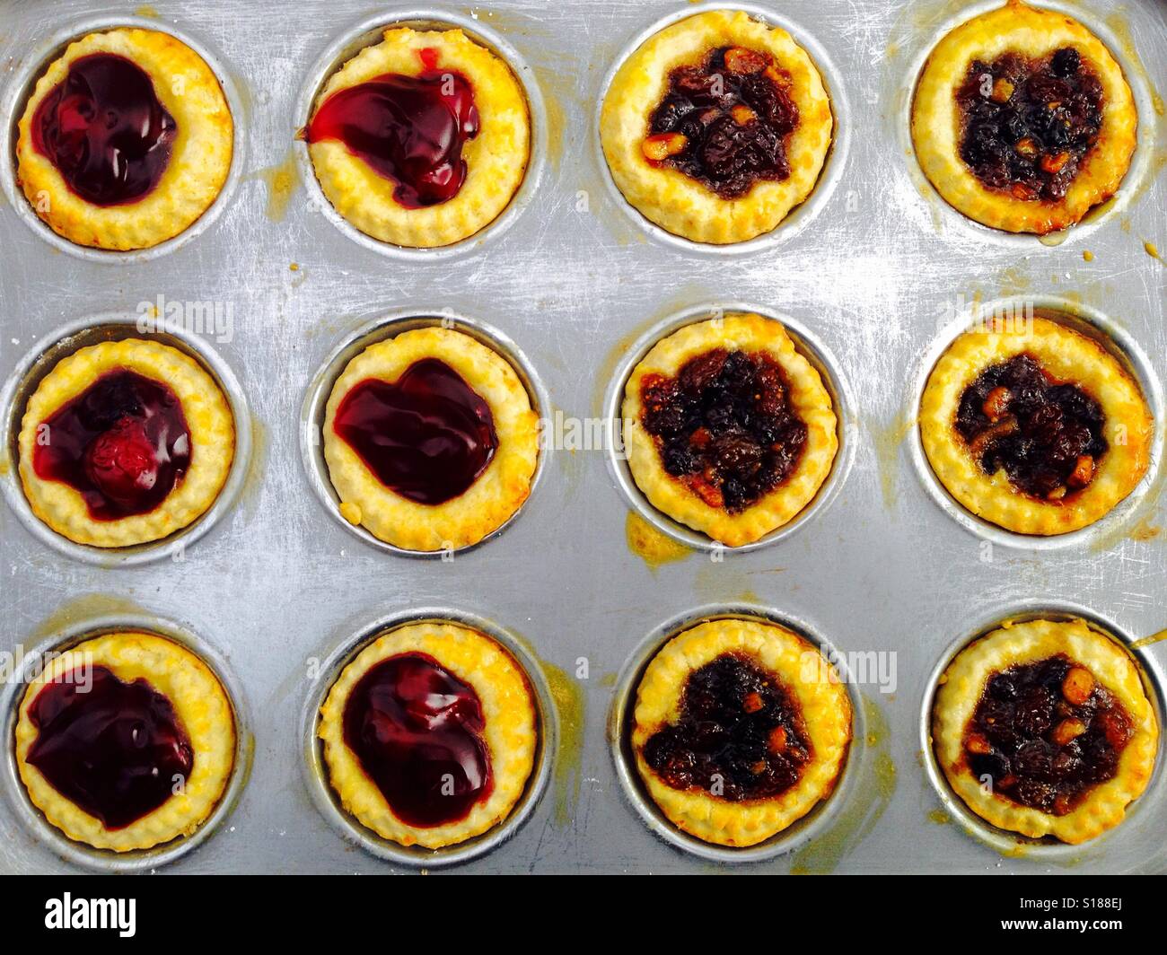 Homemade 6 cherry tarts and 6 mince pies - Smartphone Captured Stock Image