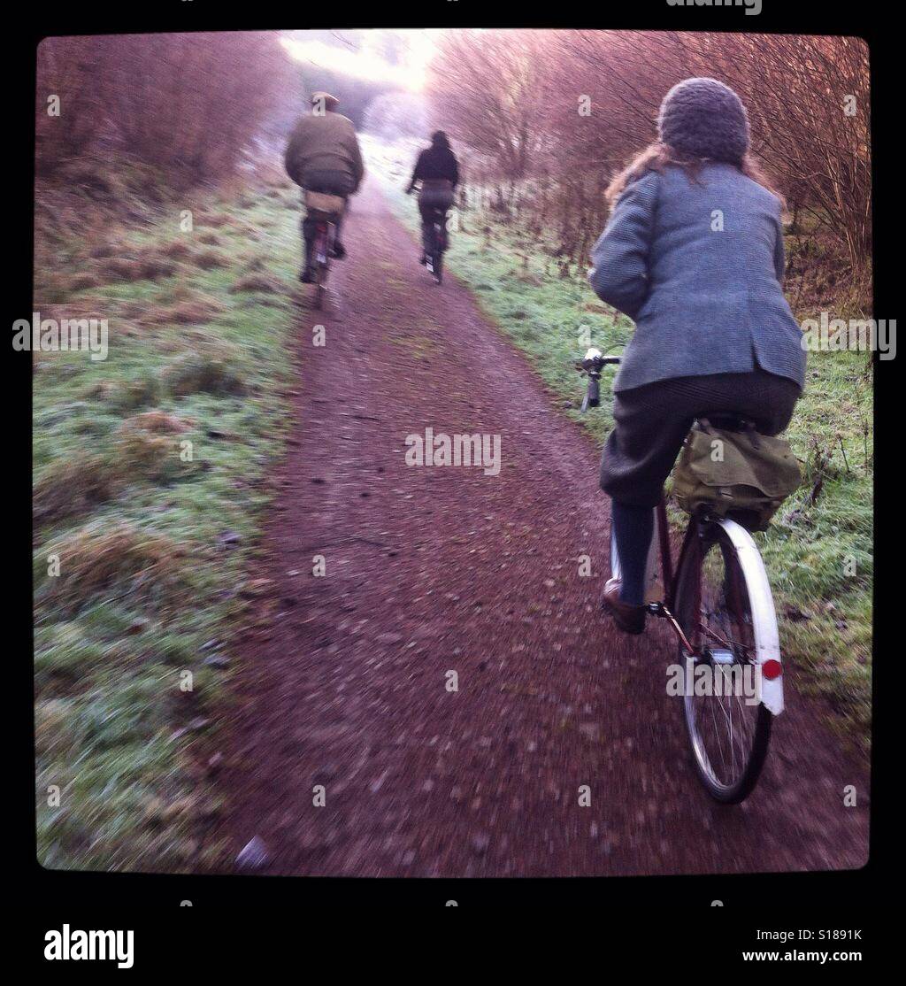 Winter vintage cycle ride Stock Photo