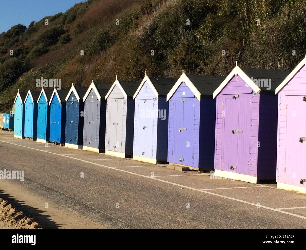 Beach huts Bournemouth beach Stock Photo Alamy