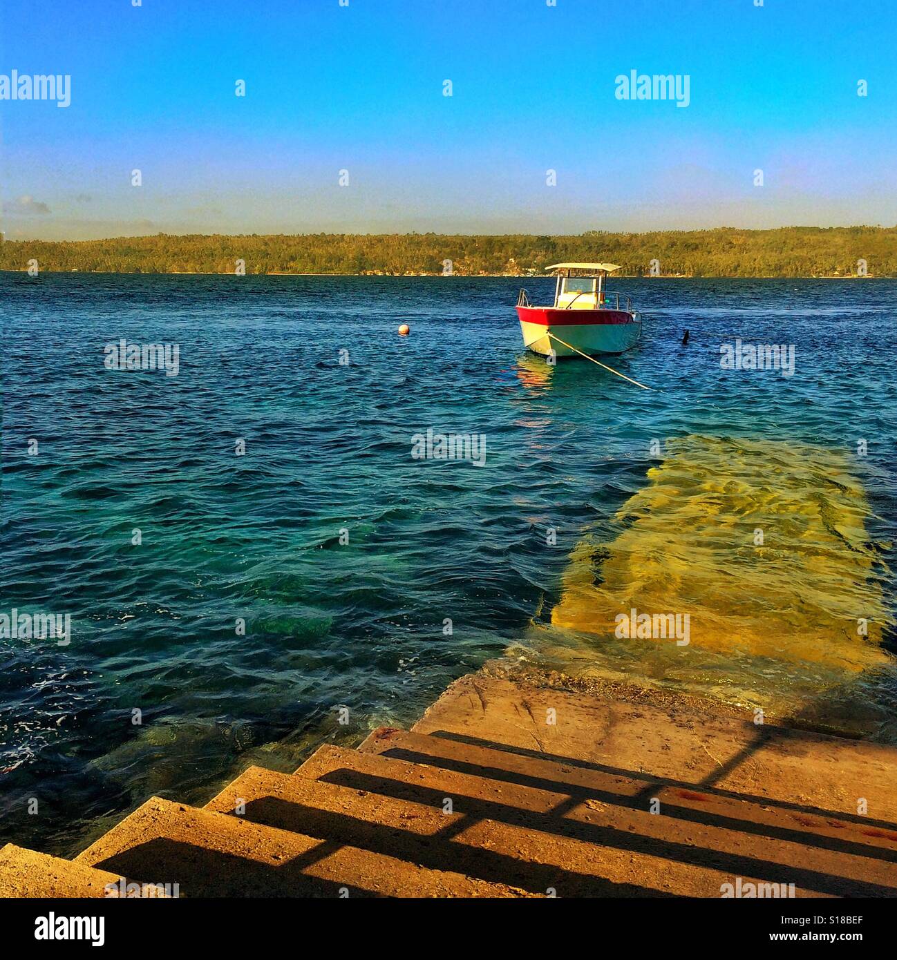 Red Blue Boat Tied Up High Resolution Stock Photography and Images - Alamy