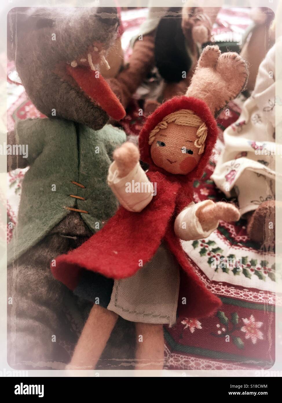 Little red riding hood and the big bad wolf miniature figures - Smartphone Captured Stock Image