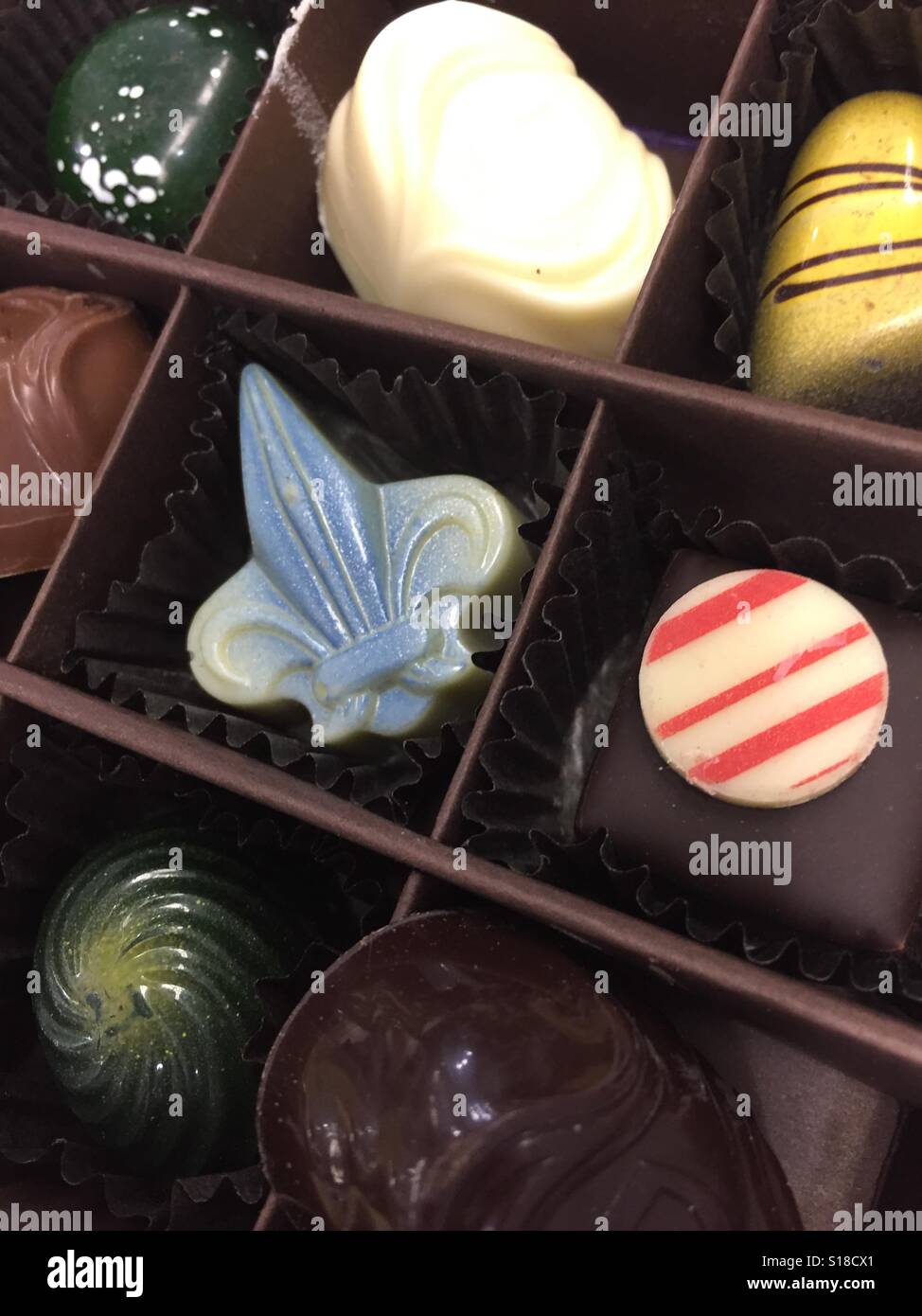 Chocolate candy in box, US Stock Photo Alamy