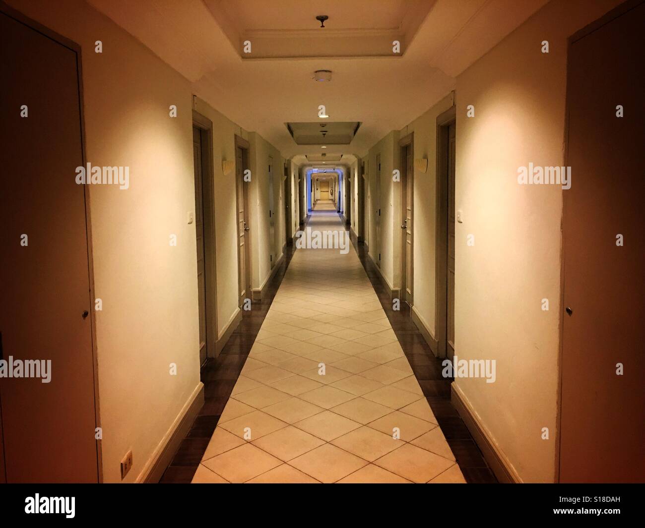 Empty hotel hallway Stock Photo