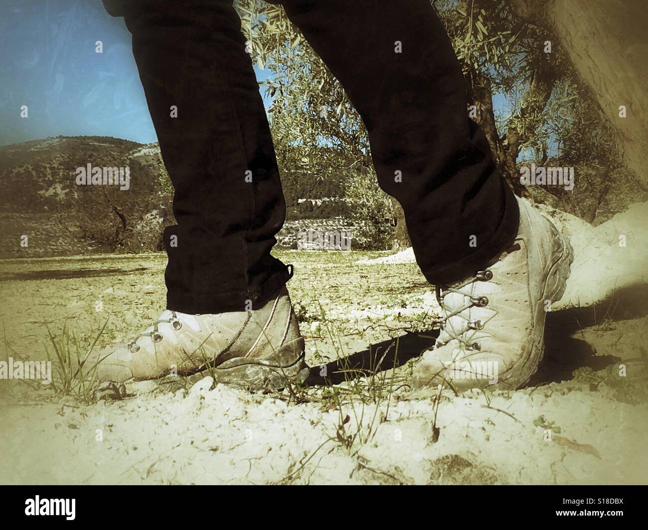 Hiking in the countryside, low angle - Smartphone Captured Stock Image