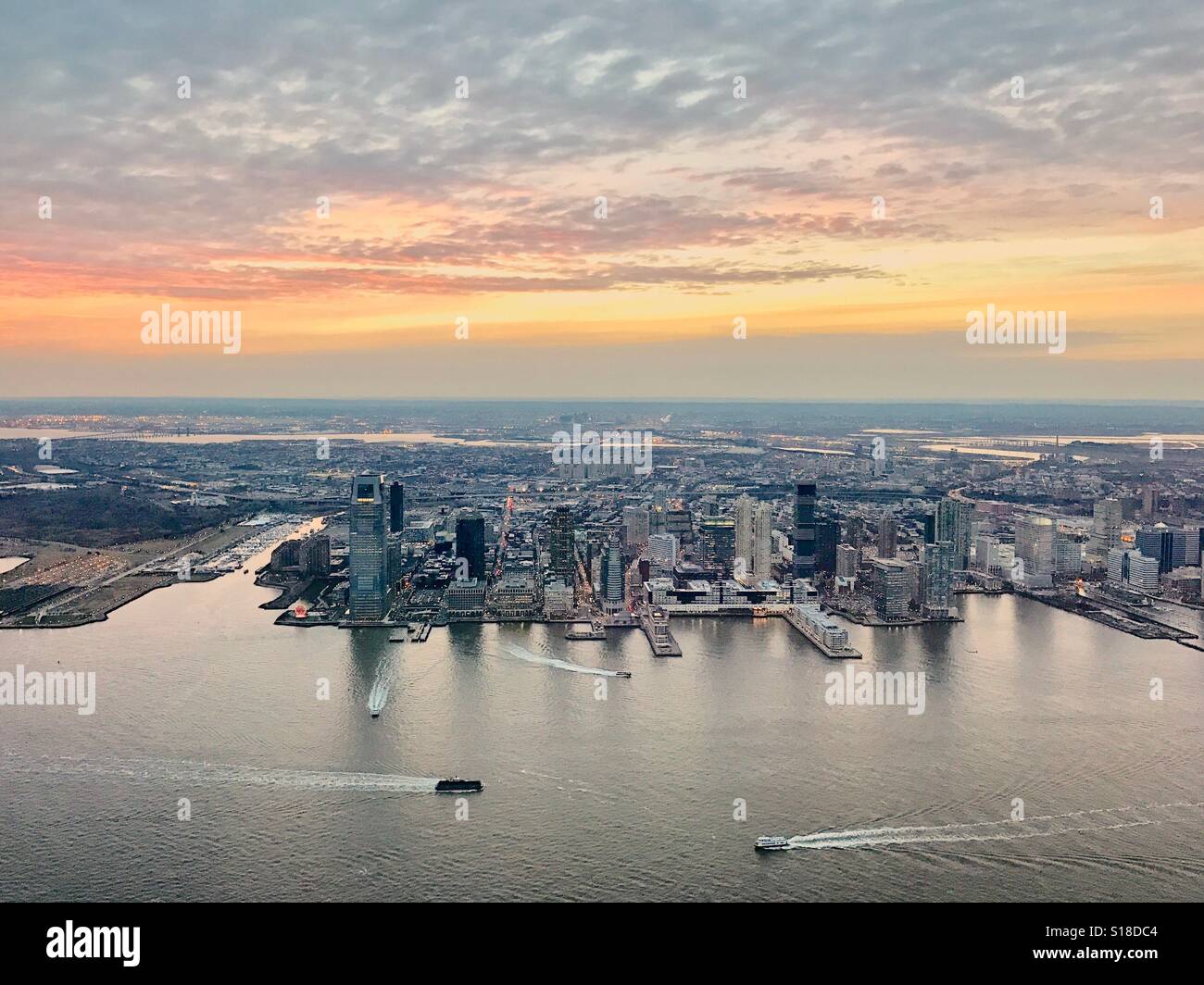 Aerial view - New York Sunset - Smartphone Captured Stock Image