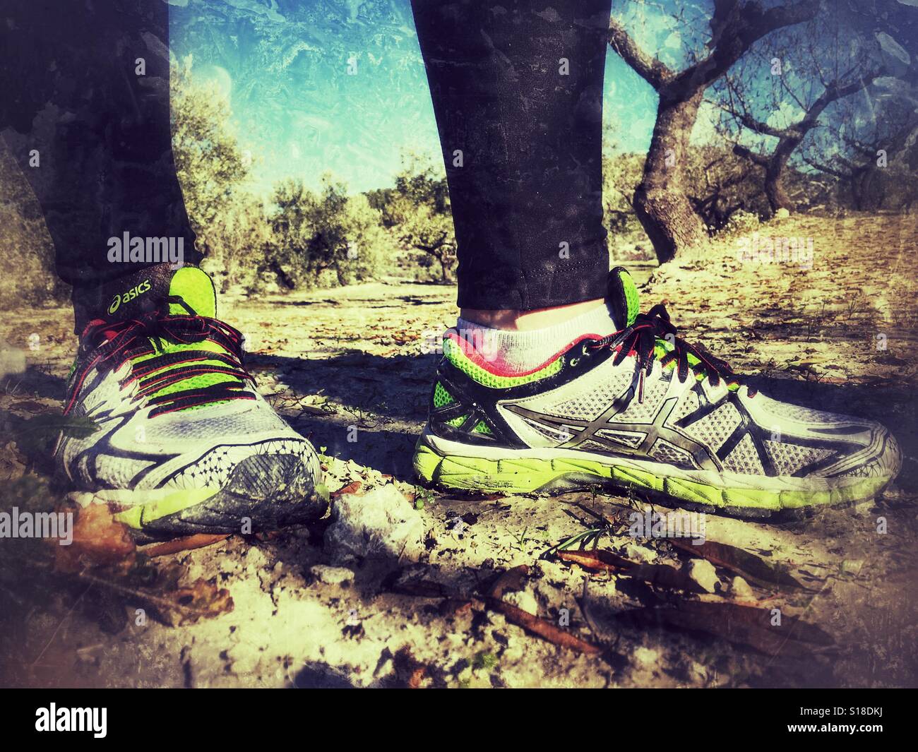 Taking a rest break on a cross country run - Smartphone Captured Stock Image