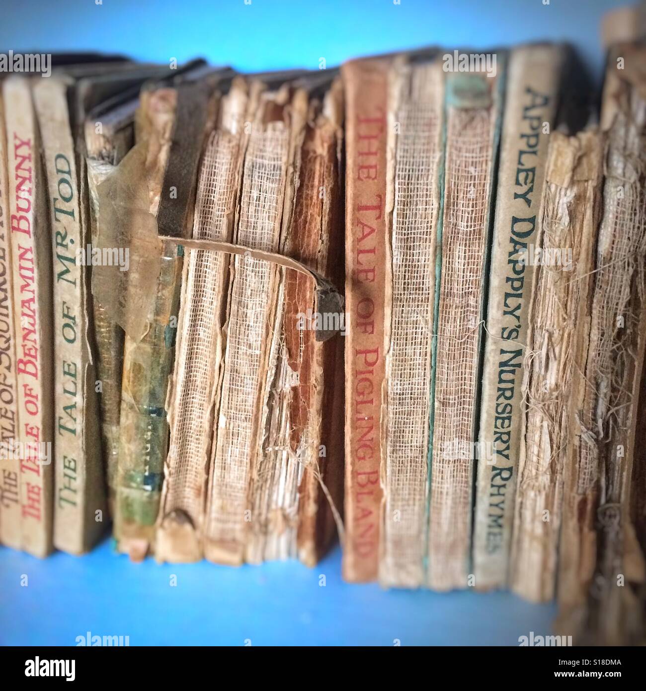 A lot of old children's books on a bookcase Stock Photo Alamy