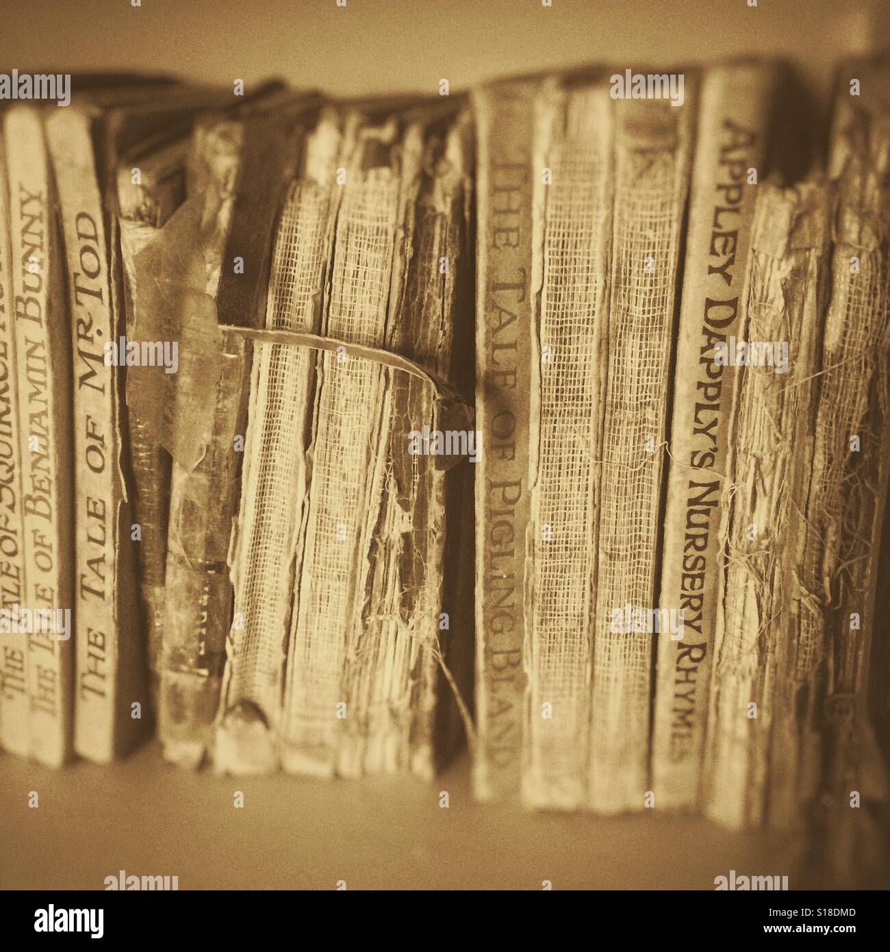 A series of antique children's books - Smartphone Captured Stock Image