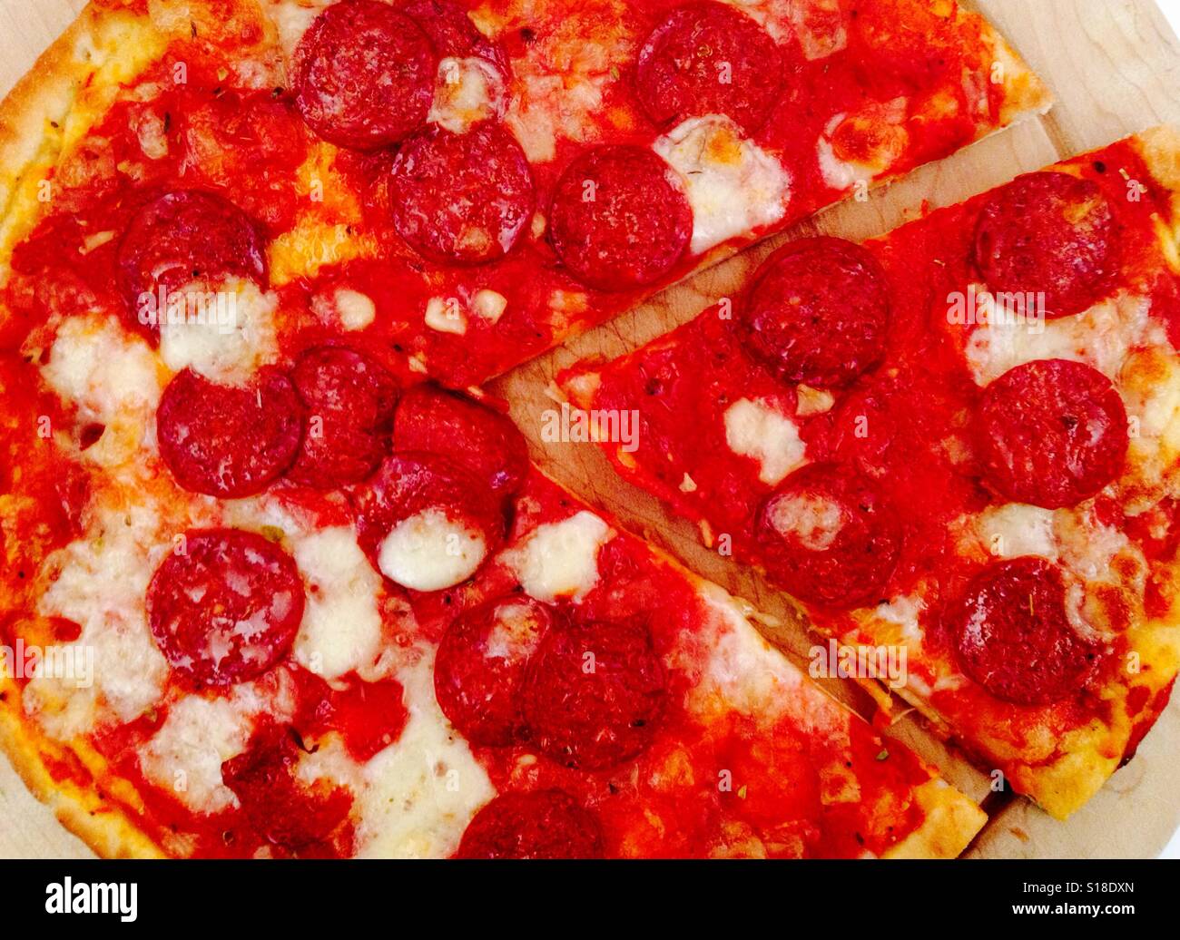 Pizza Express American pepperoni pizza Stock Photo