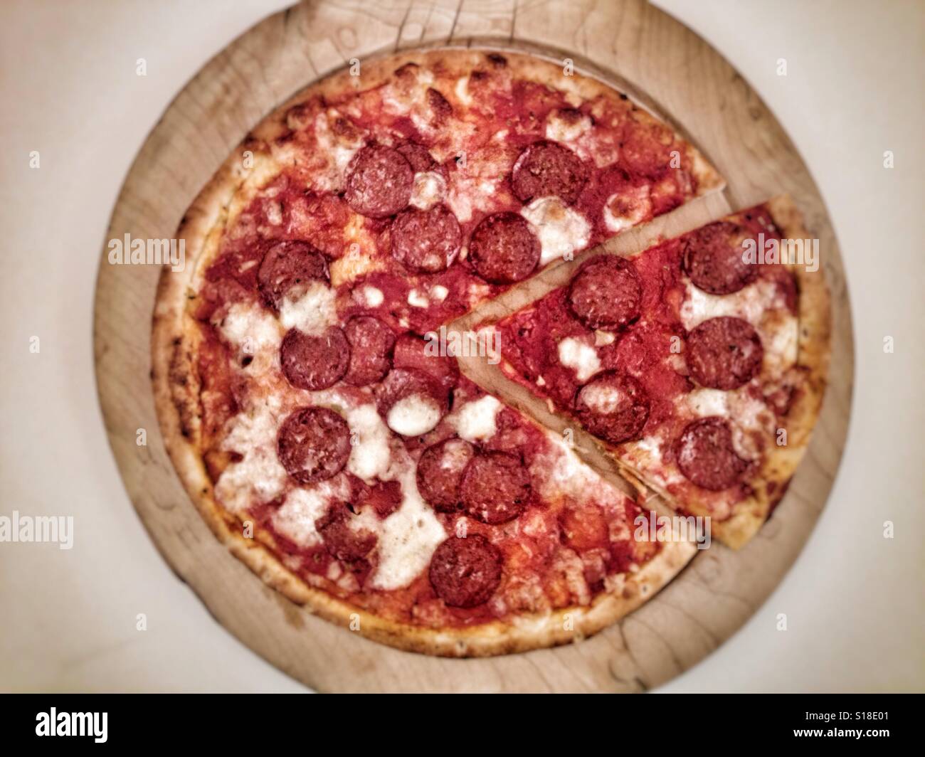 Pepperoni & mozzarella pizza - Smartphone Captured Stock Image
