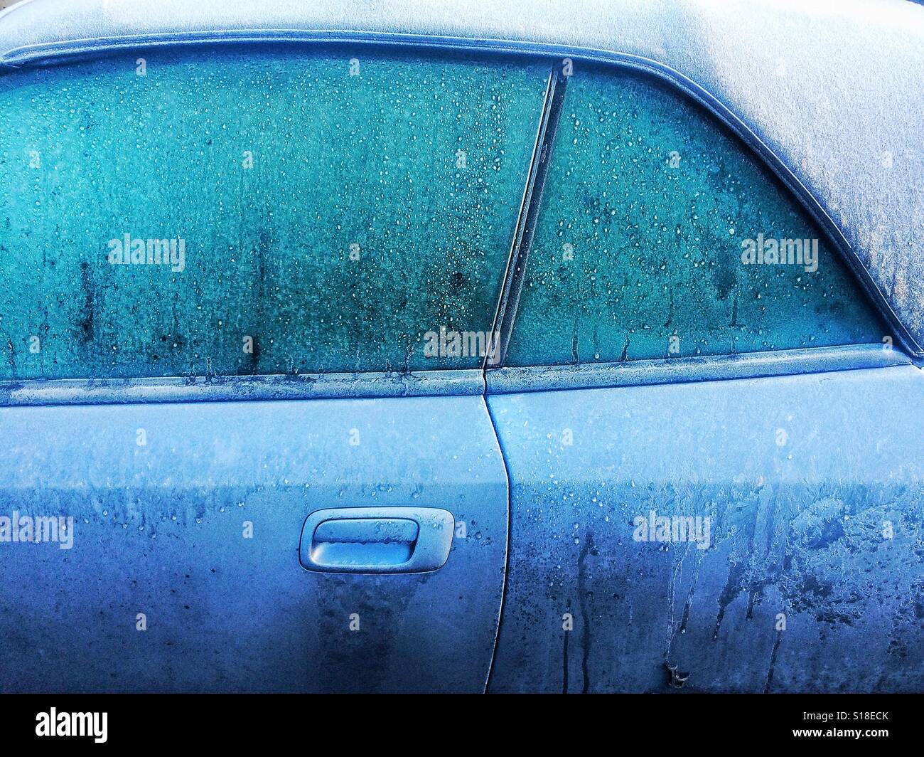 Frost on a soft top car - Smartphone Captured Stock Image