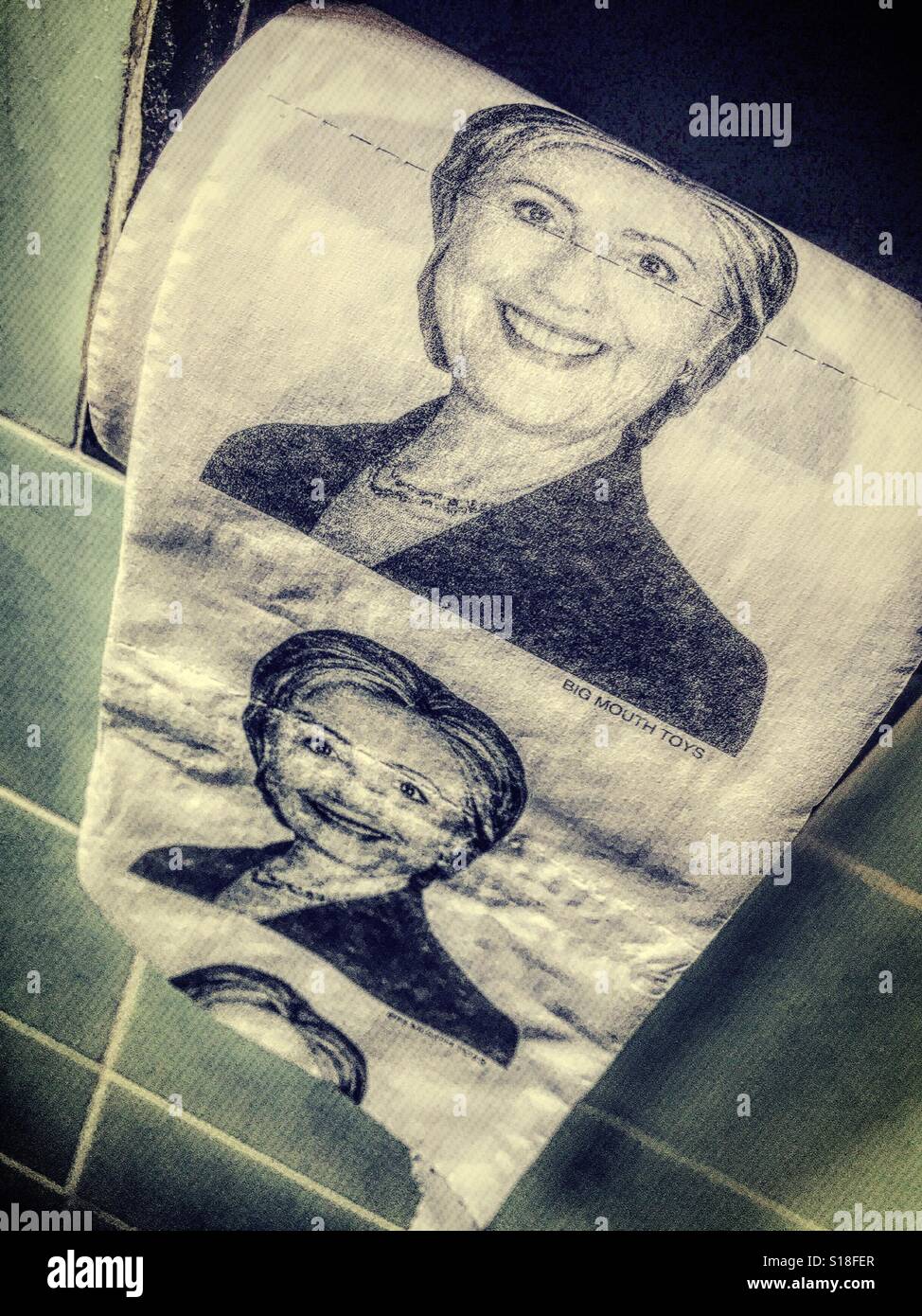Hillary Clinton humorous novelty toilet paper, USA - Smartphone Captured Stock Image