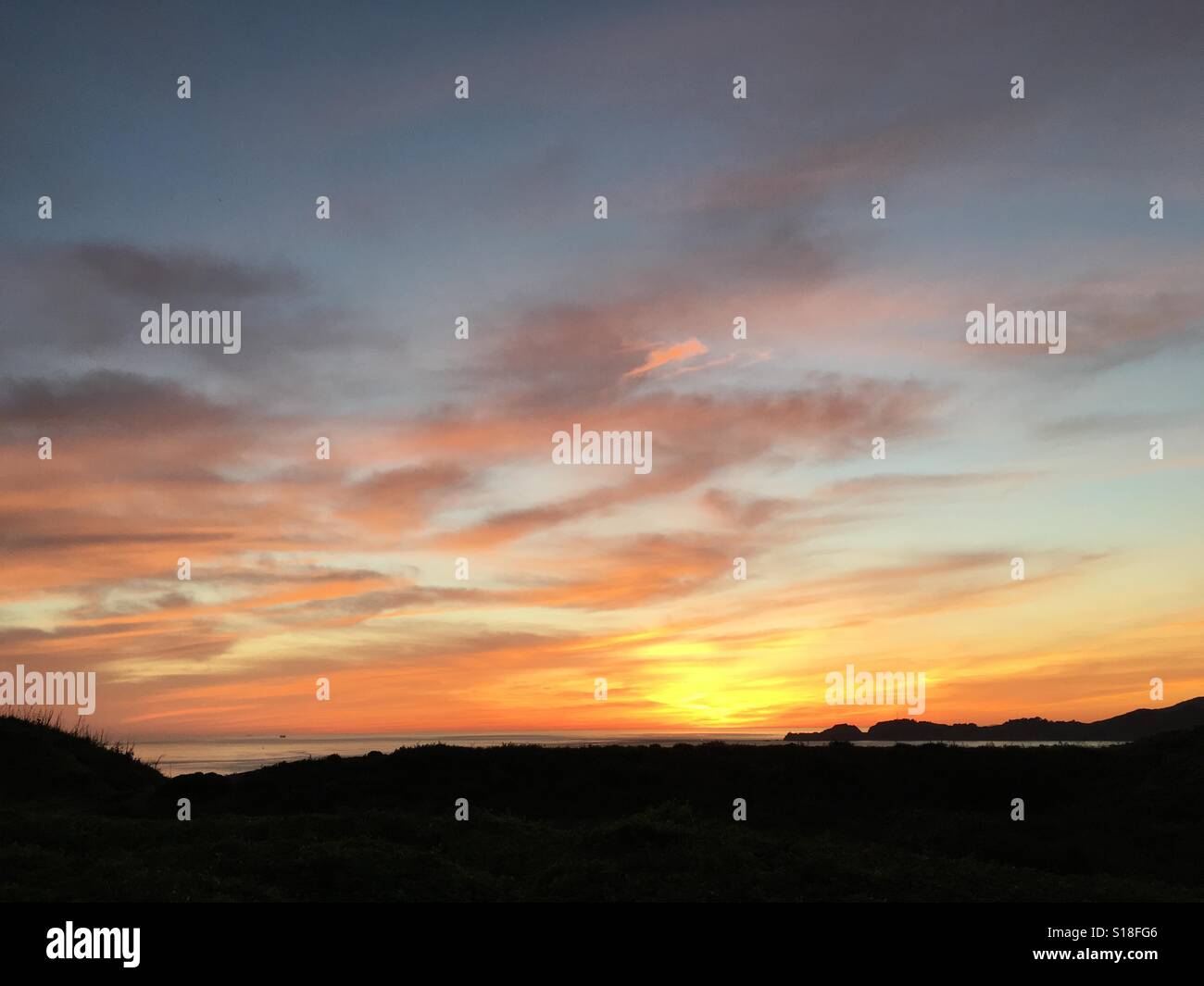 Sunset in Marin county CA Stock Photo
