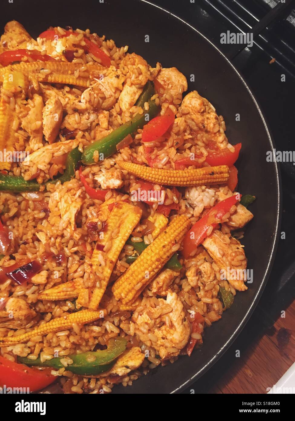 Chicken Fajita Fried Rice Stock Photo Alamy