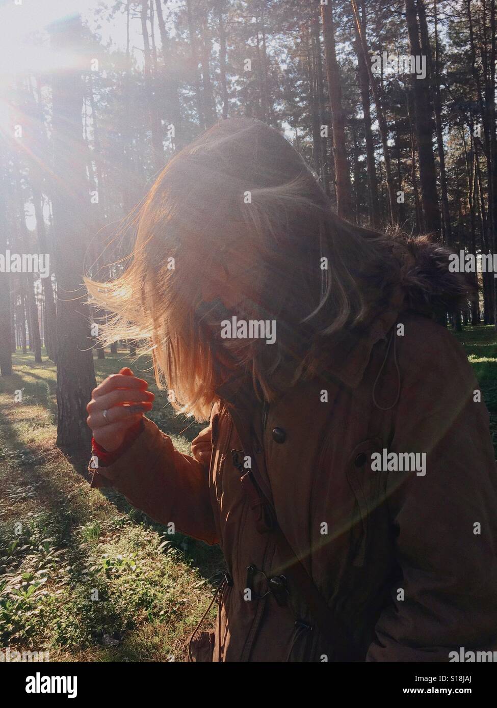 Windy in a park Stock Photo