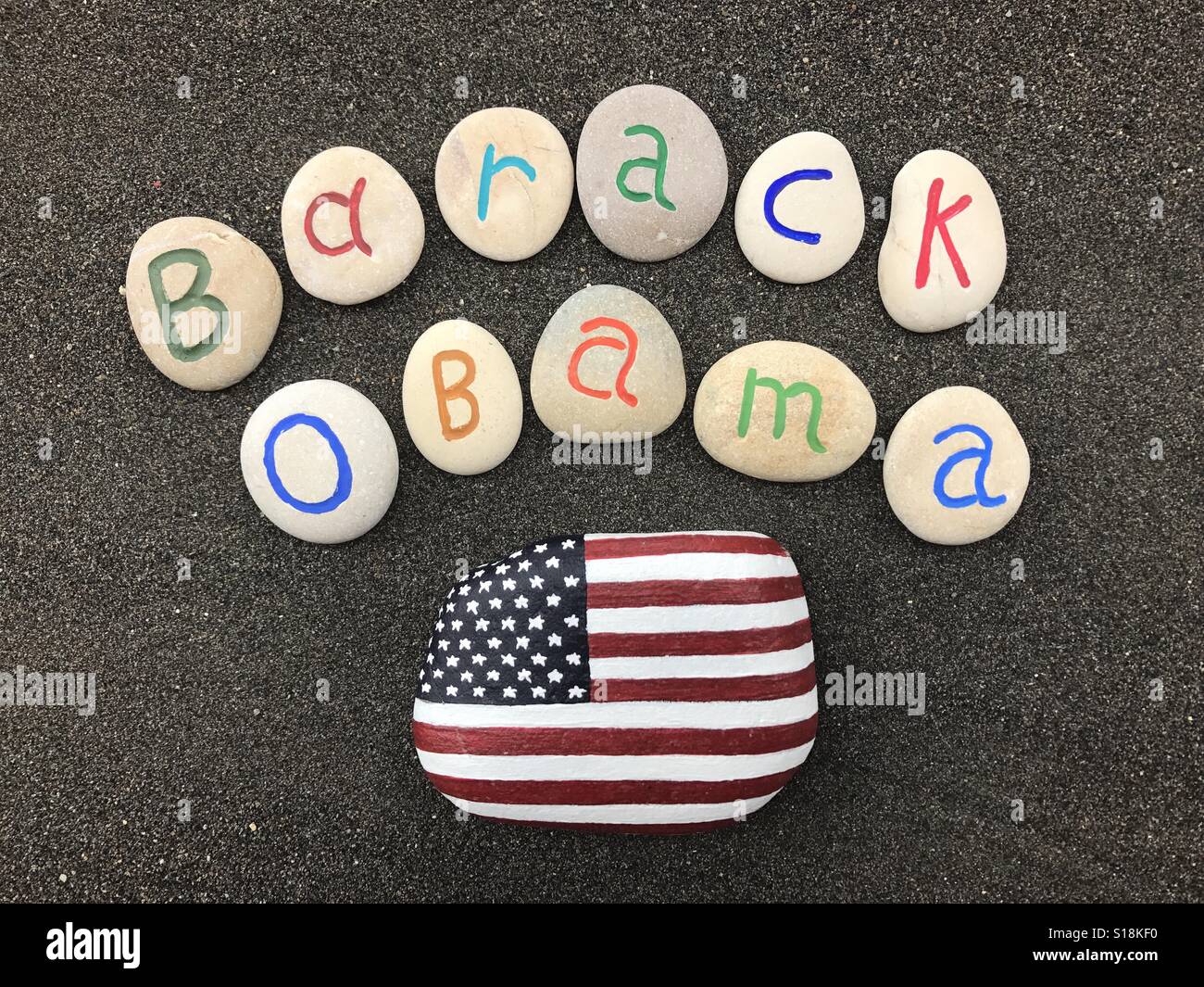 Barack Obama, USA President on stones Stock Photo