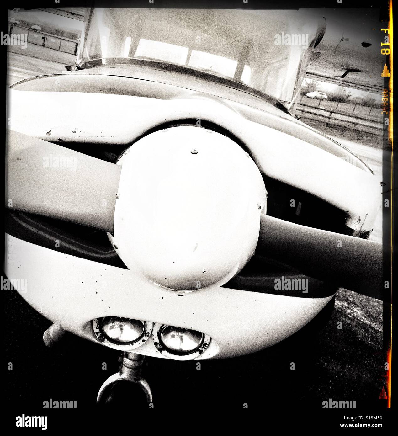 Light aircraft propeller on a Cessna 152 basic trainer - Smartphone Captured Stock Image