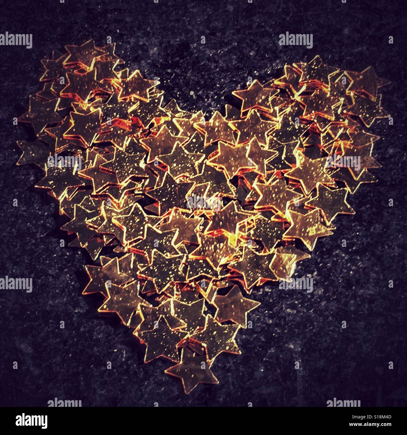 Gold star heart shape - Smartphone Captured Stock Image