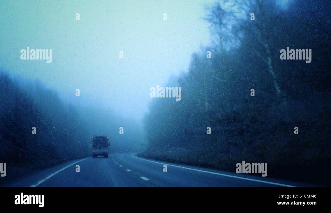 Driving along a road in the countryside. - Smartphone Captured Stock Image
