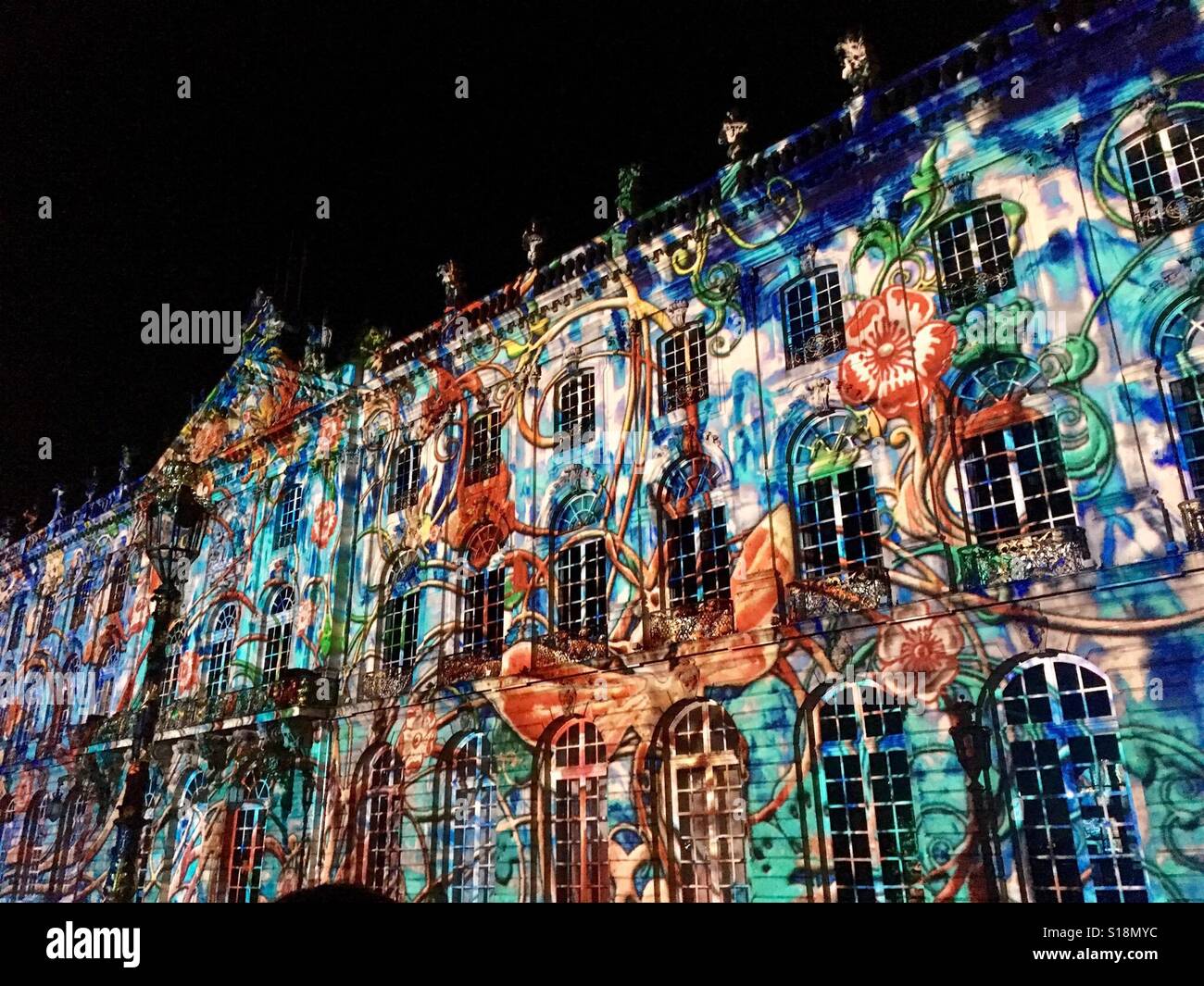Projections on Place Stanislas, Nancy, France. August 2016. Stock Photo