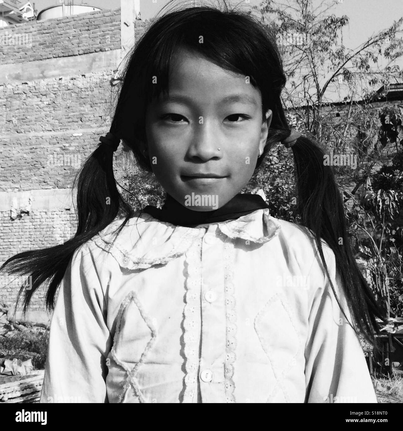 Pigtails, Kathmandu, 2017 Stock Photo