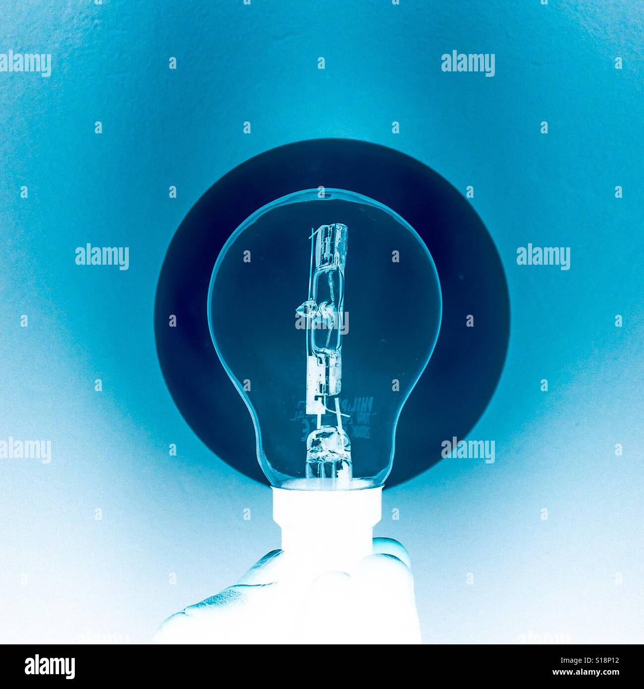 Inverted lightbulb illuminated - Smartphone Captured Stock Image