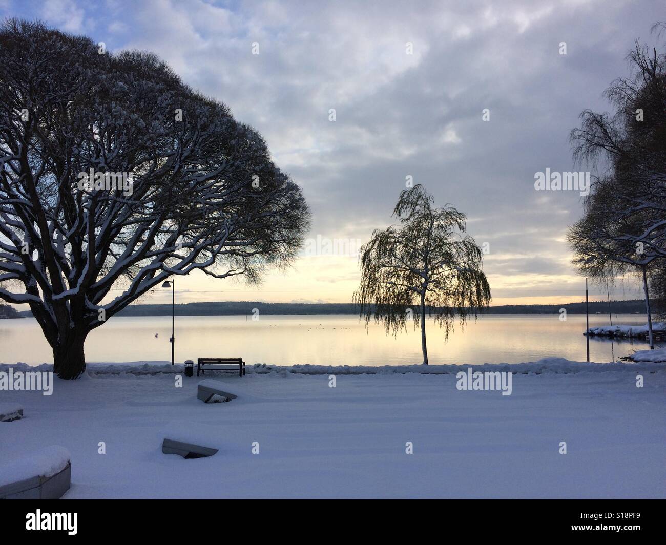 View onto lake Mälaren in Sigtuna, Sweden. Stock Photo